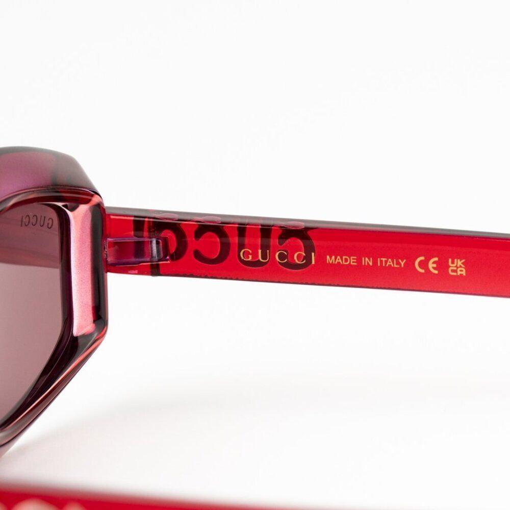 NEW Gucci GG1719S 004 Transparent Red Violet Women Square Sunglasses GG 1719S - Picture 7 of 12
